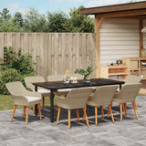 Garden Dining Set with Cushion 9 pcs Beige Poly Rattan