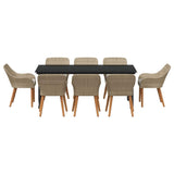 Garden Dining Set with Cushion 9 pcs Beige Poly Rattan