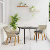 Dining Set 3 pcs Light grey Poly rattan