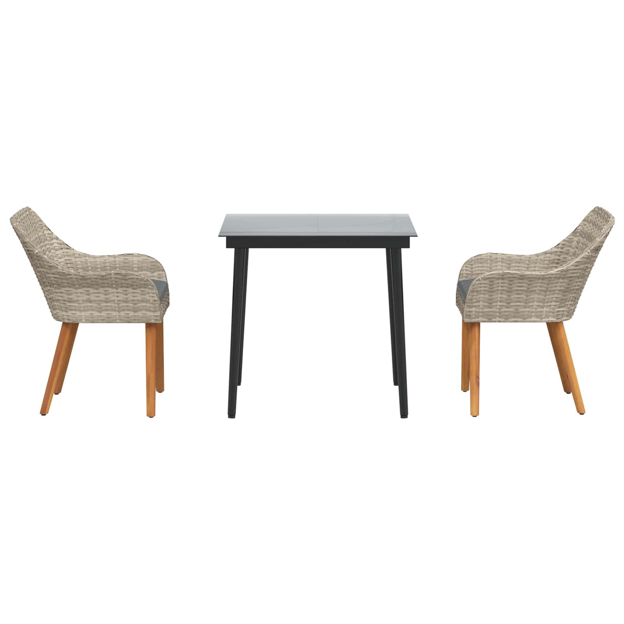 Garden Dining Set with Cushion 3 pcs Light Grey Poly Rattan