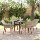 Dining Set 5 pcs Light grey Poly rattan