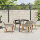 Dining Set 5 pcs Light grey Poly rattan