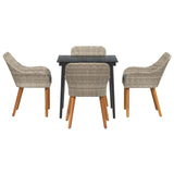 Garden Dining Set with Cushion 5 pcs Light Grey Poly Rattan