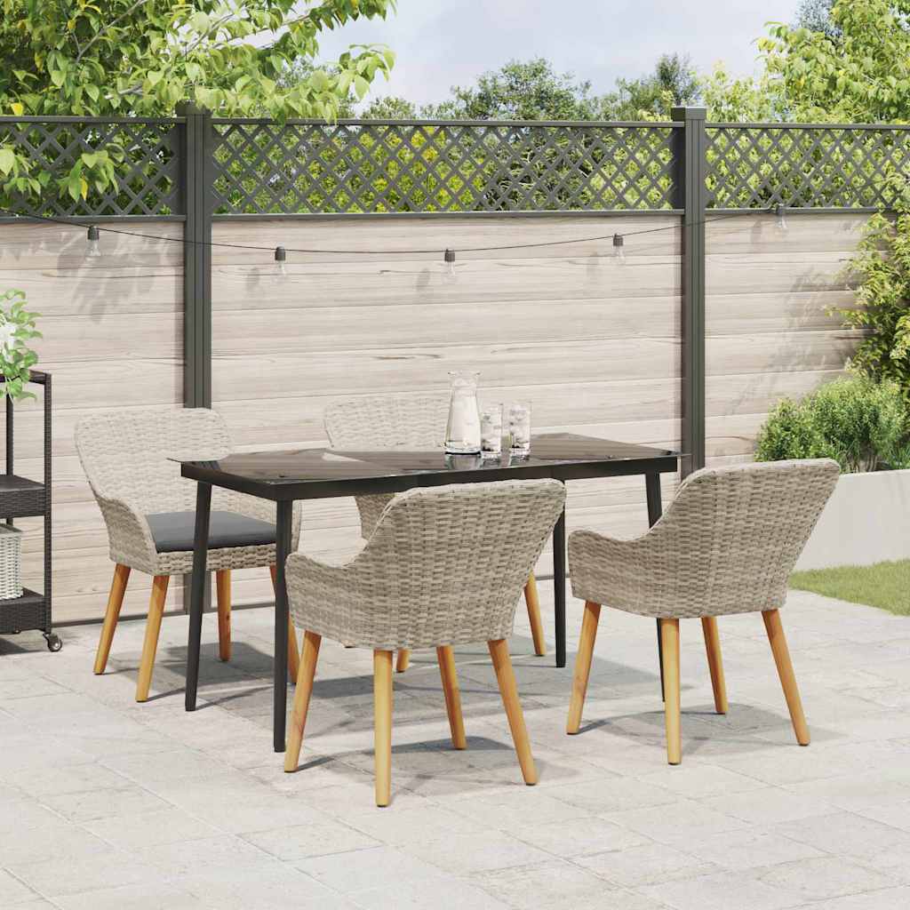 Dining Set 5 pcs Light grey Poly rattan