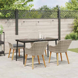 Dining Set 5 pcs Light grey Poly rattan