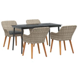 Garden Dining Set with Cushion 5 pcs Light Grey Poly Rattan