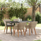 Dining Set 5 pcs Light grey Poly rattan