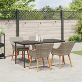 Dining Set 5 pcs Light grey Poly rattan