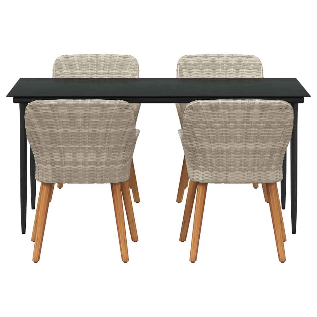 Dining Set 5 pcs Light grey Poly rattan