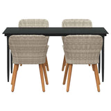 Dining Set 5 pcs Light grey Poly rattan
