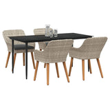 Dining Set 5 pcs Light grey Poly rattan