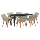 Dining Set 7 pcs Light grey Poly rattan