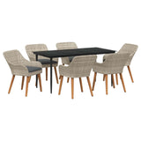 Garden Dining Set with Cushion 7 pcs Light Grey Poly Rattan