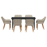 Dining Set 7 pcs Light grey Poly rattan
