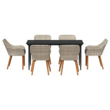 Garden Dining Set with Cushion 7 pcs Light Grey Poly Rattan