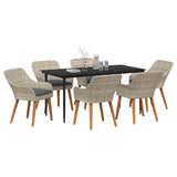 Garden Dining Set with Cushion 7 pcs Light Grey Poly Rattan