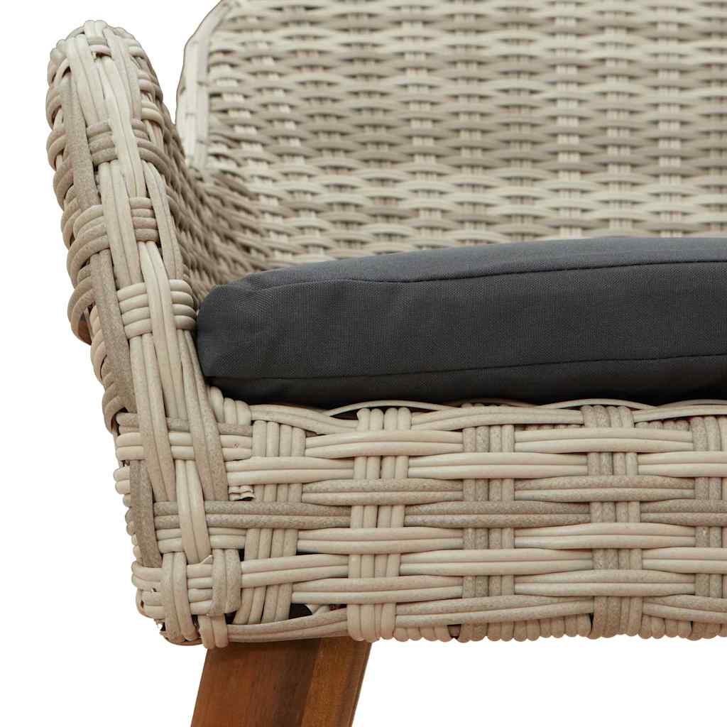 Dining Set 7 pcs Light grey Poly rattan