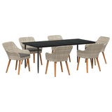 Dining Set 7 pcs Light grey Poly rattan