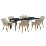 Dining Set 7 pcs Light grey Poly rattan