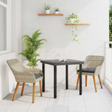 Dining Set 3 pcs Light grey Poly rattan