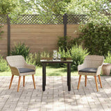 Dining Set 3 pcs Light grey Poly rattan