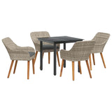 Dining Set 5 pcs Light grey Poly rattan