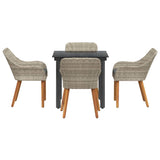 Dining Set 5 pcs Light grey Poly rattan