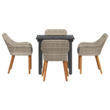 Garden Dining Set with Cushion 5 pcs Light Grey Poly Rattan