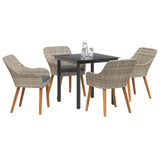 Garden Dining Set with Cushion 5 pcs Light Grey Poly Rattan