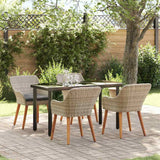Dining Set 5 pcs Light grey Poly rattan