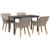 Garden Dining Set with Cushion 5 pcs Light Grey Poly Rattan