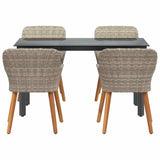 Dining Set 5 pcs Light grey Poly rattan