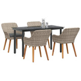 Dining Set 5 pcs Light grey Poly rattan