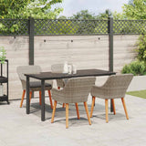 Dining Set 5 pcs Light grey Poly rattan