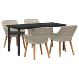 Dining Set 5 pcs Light grey Poly rattan