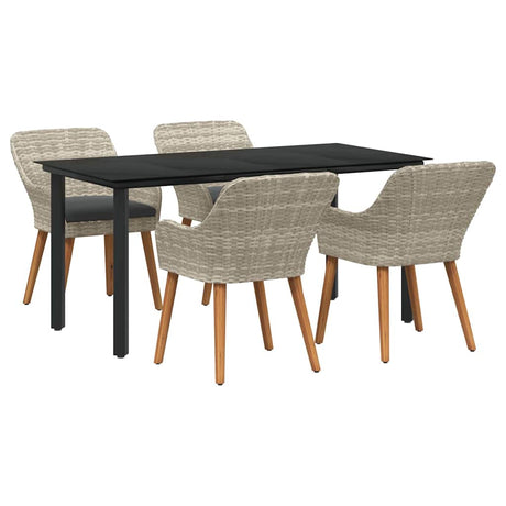 Dining Set 5 pcs Light grey Poly rattan