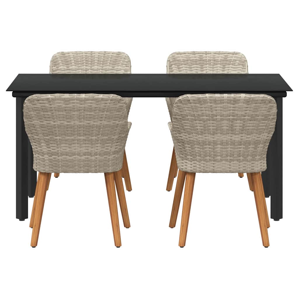 Dining Set 5 pcs Light grey Poly rattan