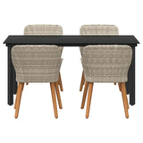 Dining Set 5 pcs Light grey Poly rattan