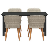 Garden Dining Set with Cushion 5 pcs Light Grey Poly Rattan