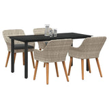 Dining Set 5 pcs Light grey Poly rattan
