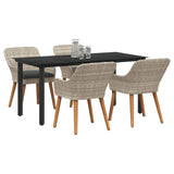 Garden Dining Set with Cushion 5 pcs Light Grey Poly Rattan