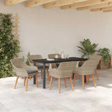 Dining Set 7 pcs Light grey Poly rattan