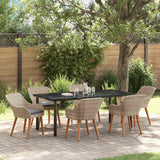 Dining Set 7 pcs Light grey Poly rattan