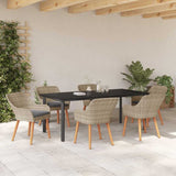 Dining Set 7 pcs Light grey Poly rattan