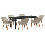 Dining Set 7 pcs Light grey Poly rattan