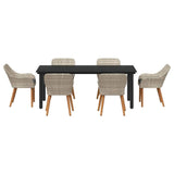 Dining Set 7 pcs Light grey Poly rattan