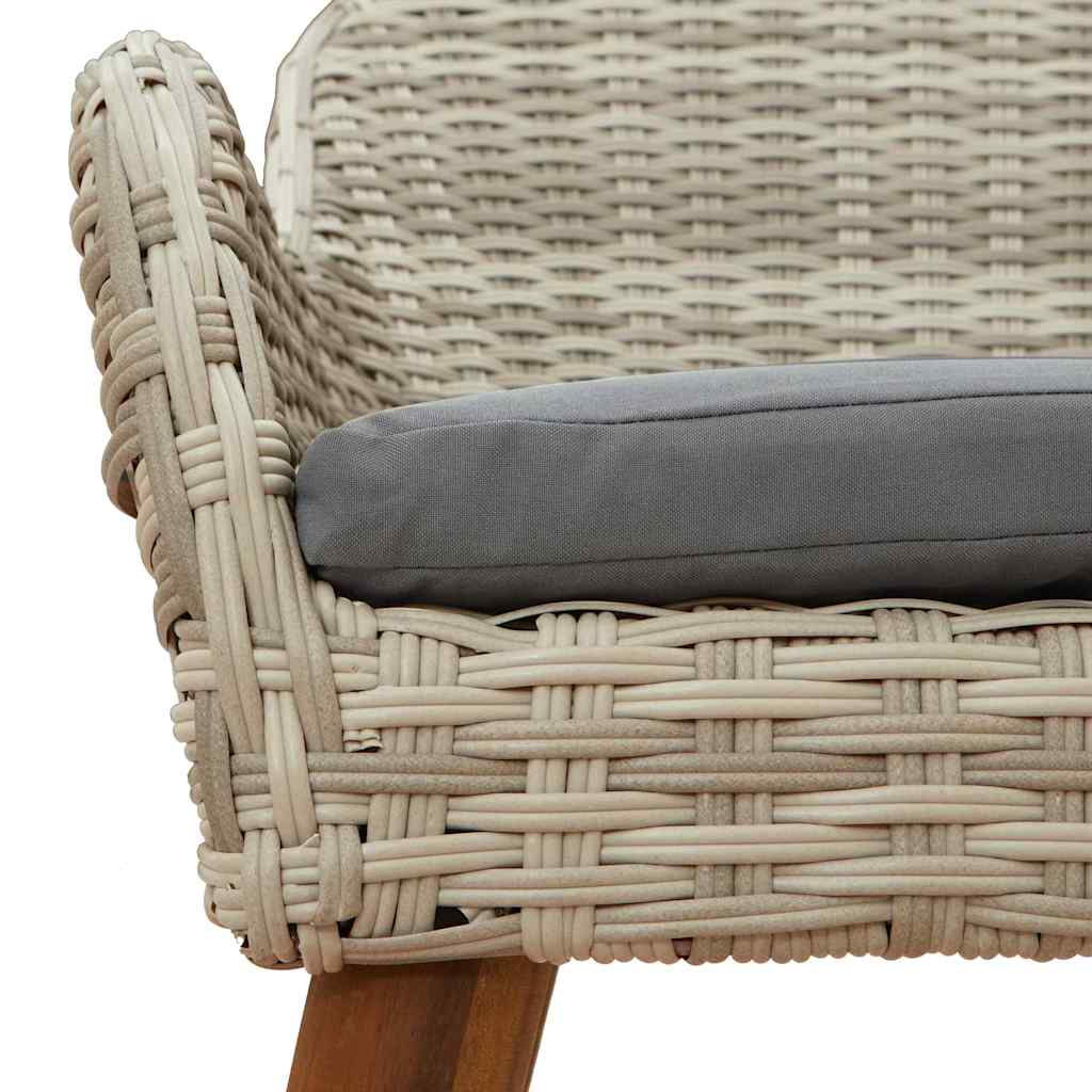 Dining Set 9 pcs Light grey Poly rattan