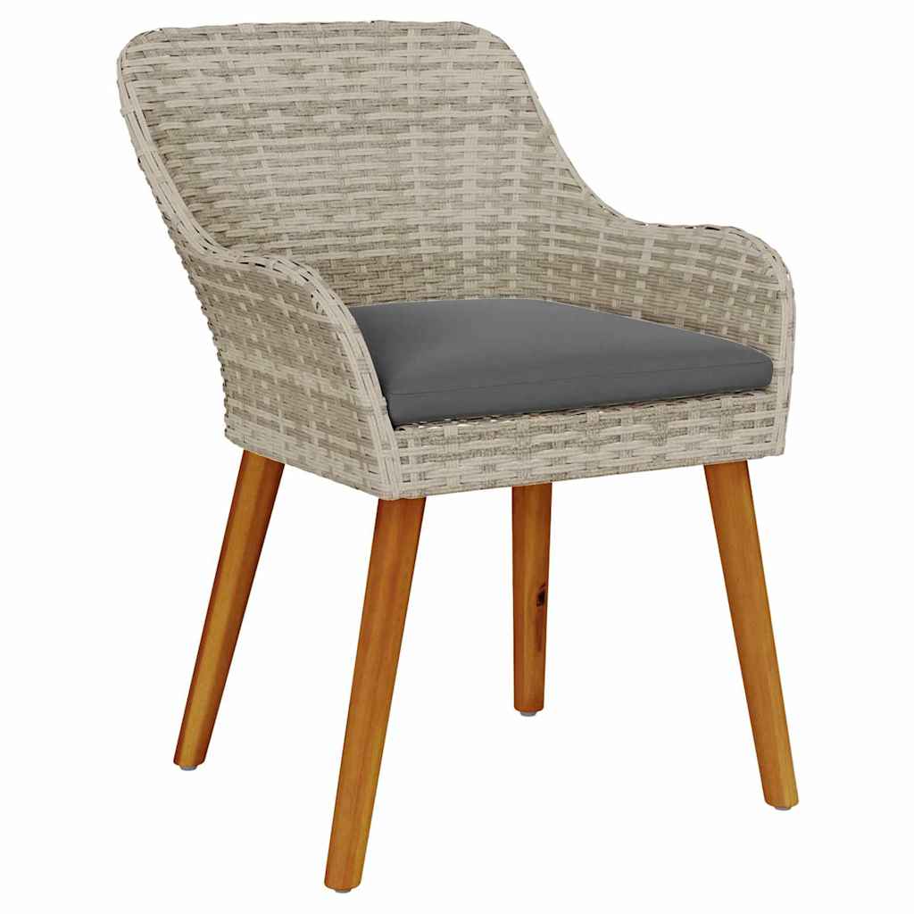 Dining Set 9 pcs Light grey Poly rattan