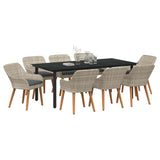 Dining Set 9 pcs Light grey Poly rattan