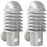Outdoor Wall Lights with Sensors 2pcs Silver Stainless Steel